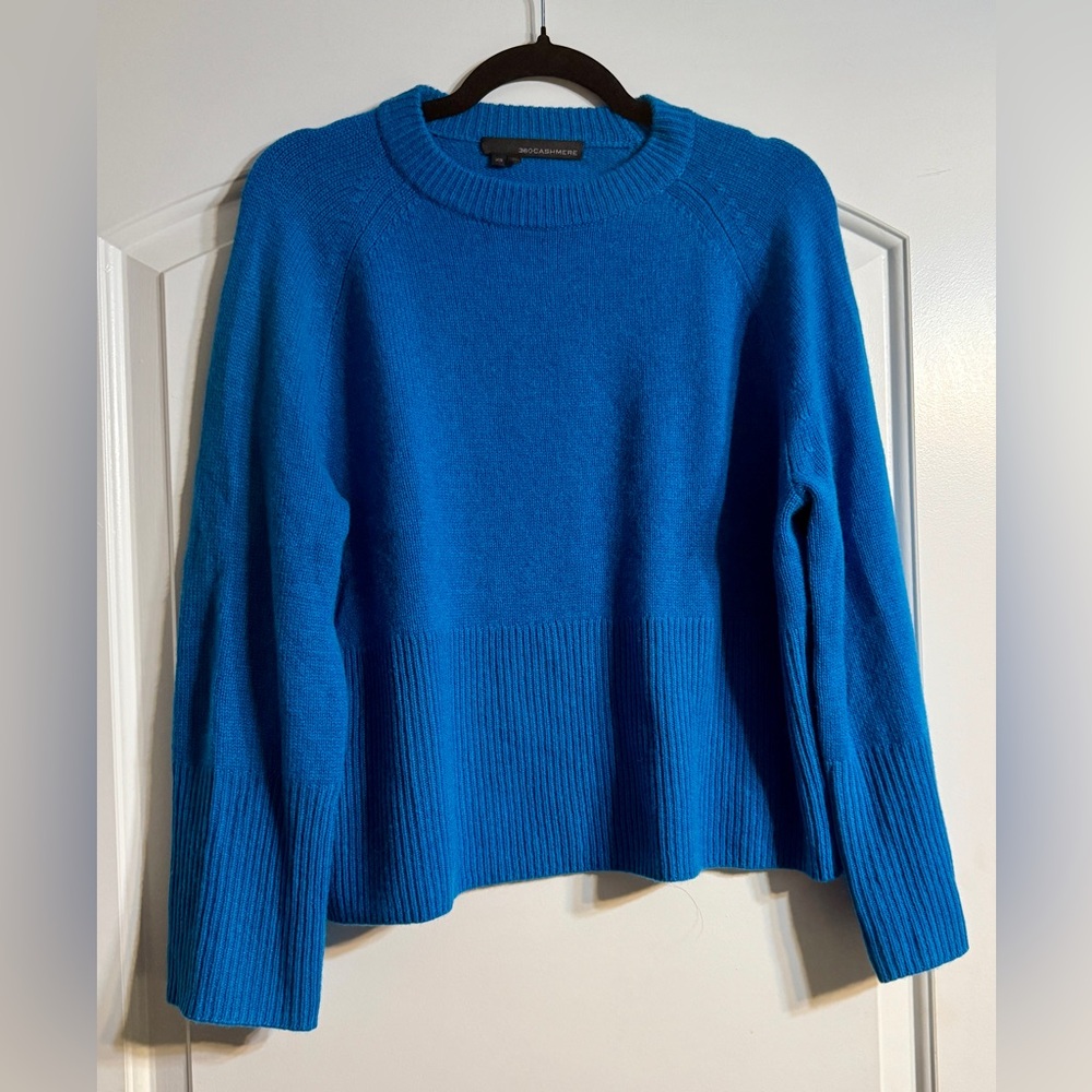 360Cashmere Sweater Womens XS Blue 100% Cashmere Ribbed Crewneck